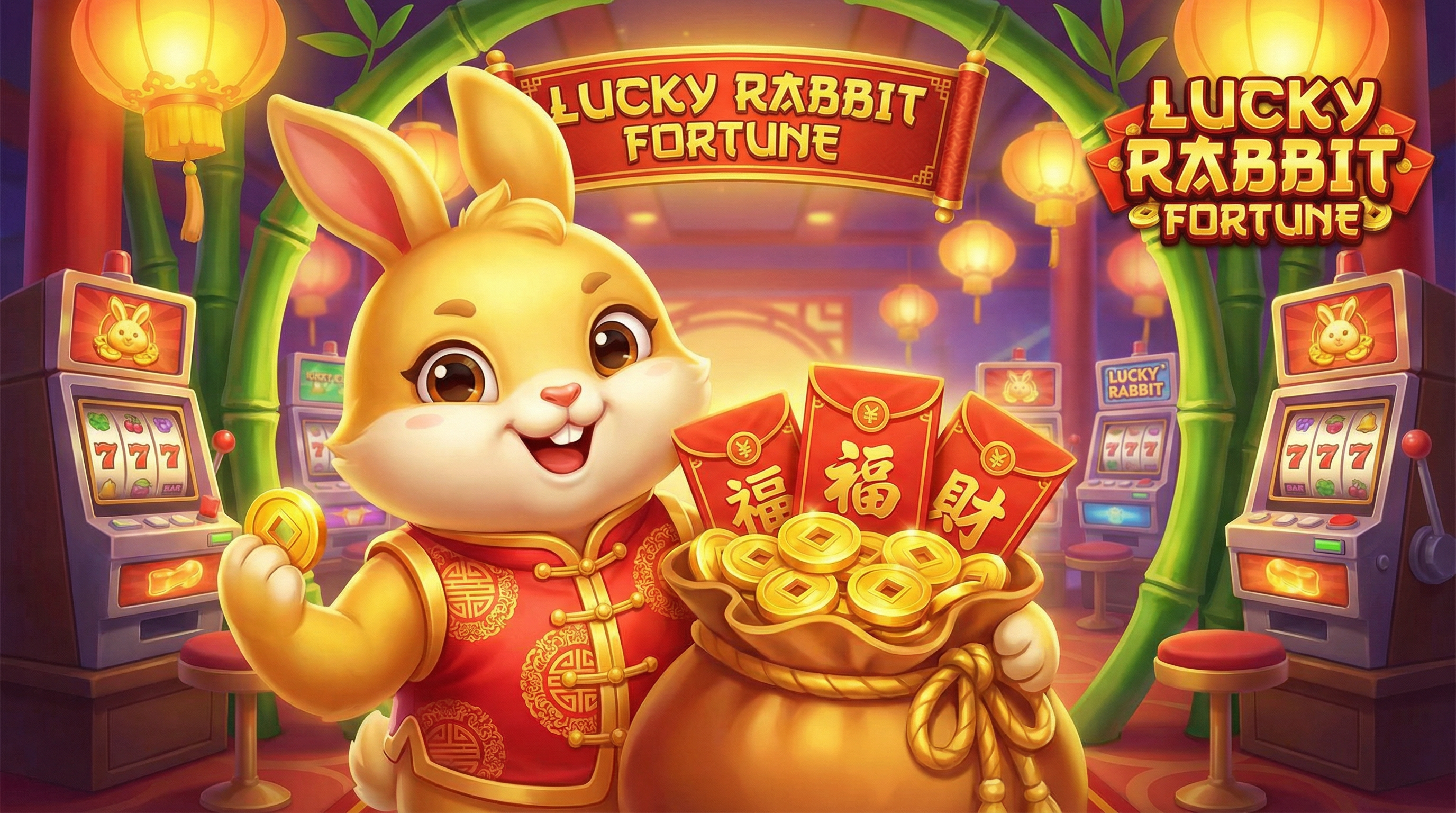 发财兔子游戏界面展示可爱的金兔和财富符号
